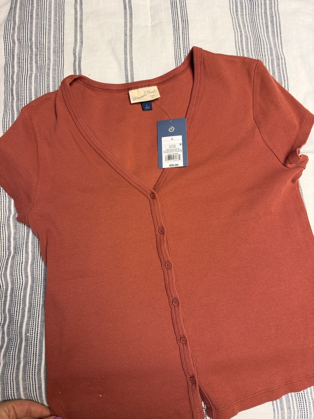 Banana Republic Rust Button-Front Ribbed Top